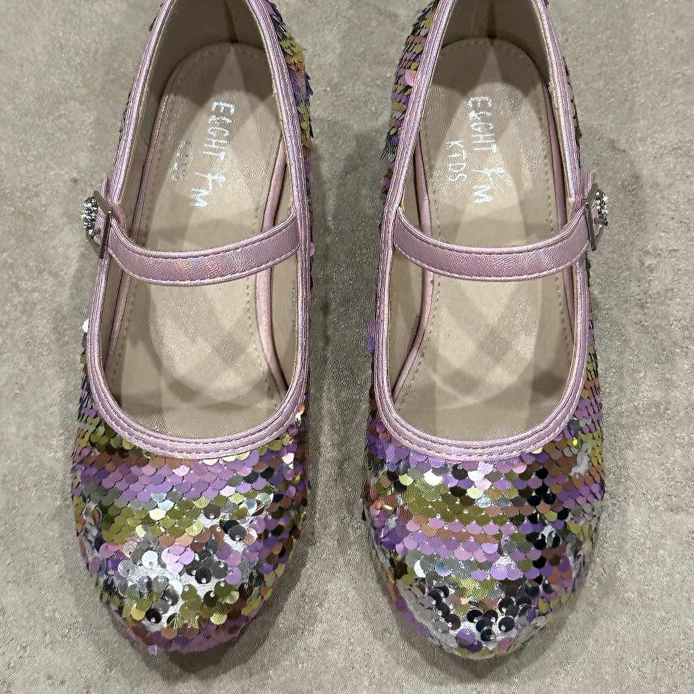 Sparkly Sequin Toddler Mermaid Kitten Heel Shoes 12.5 (EU30)
